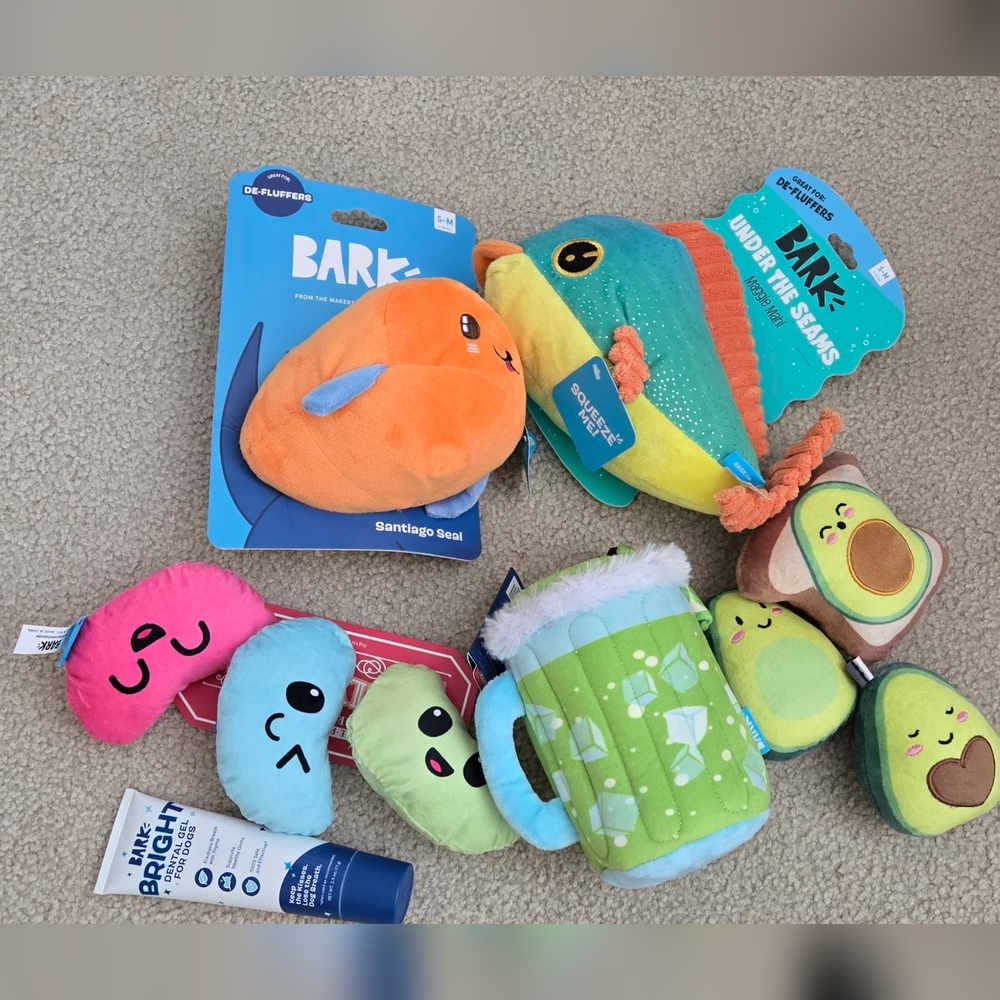 Bark Vibrant Plush Toy Set - Orange, Green, Blue, BRIDAL Limo